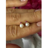 14K 585 Yellow Gold Pearl & Ruby Stud Earrings