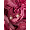 14K 585 Yellow Gold Pearl & Ruby Stud Earrings