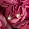 14K Yellow Gold Pearl & Ruby Stud Earrings