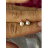 14K 585 Yellow Gold Pearl & Ruby Stud Earrings