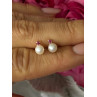 14K 585 Yellow Gold Pearl & Ruby Stud Earrings