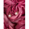 14K 585 Yellow Gold Pearl & Ruby Stud Earrings