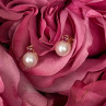 14K Yellow Gold Pearl & Ruby Stud Earrings