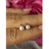 14K 585 Yellow Gold Pearl & Ruby Stud Earrings