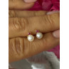 14K 585 Yellow Gold Pearl & Ruby Stud Earrings