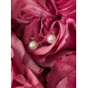 14K 585 Yellow Gold Pearl & Ruby Stud Earrings