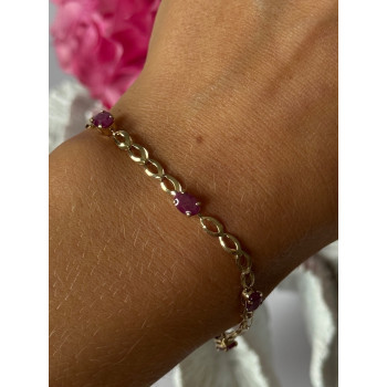 14K Yellow Gold Ruby Bracelet Length 7