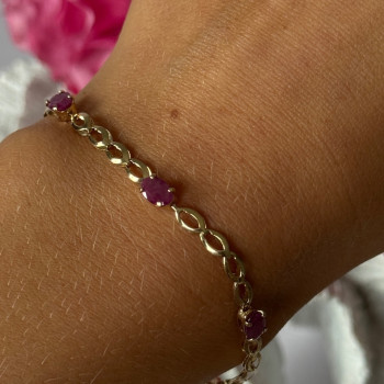 14K Yellow Gold Ruby Bracelet Length 7