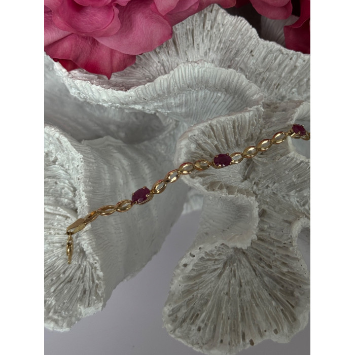 14K Yellow Gold Ruby Bracelet Length 7