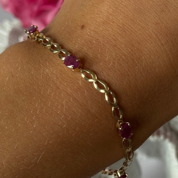 14K Yellow Gold Ruby Bracelet Length 7