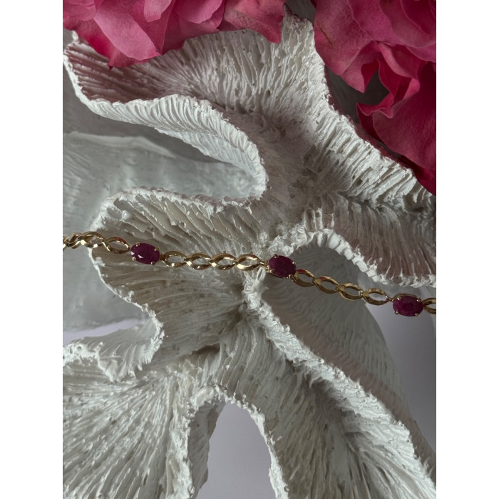14K Yellow Gold Ruby Bracelet Length 7