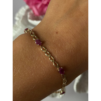 14K Yellow Gold Ruby Bracelet Length 7