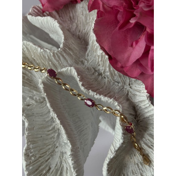 14K Yellow Gold Ruby Bracelet Length 7