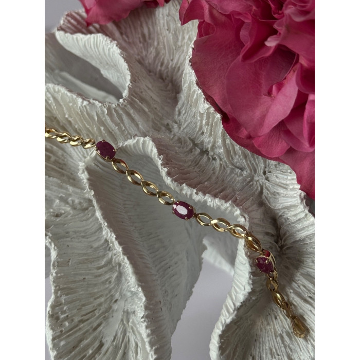 14K Yellow Gold Ruby Bracelet Length 7