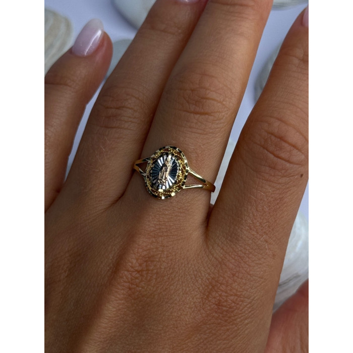 925 Sterling Silver Gold Plated Virgin Mary Ring Size 9