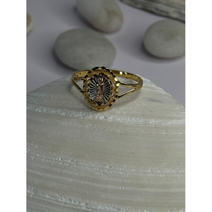 925 Sterling Silver Gold Plated Virgin Mary Ring Size 9