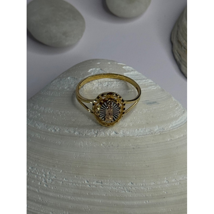 925 Sterling Silver Gold Plated Virgin Mary Ring Size 9
