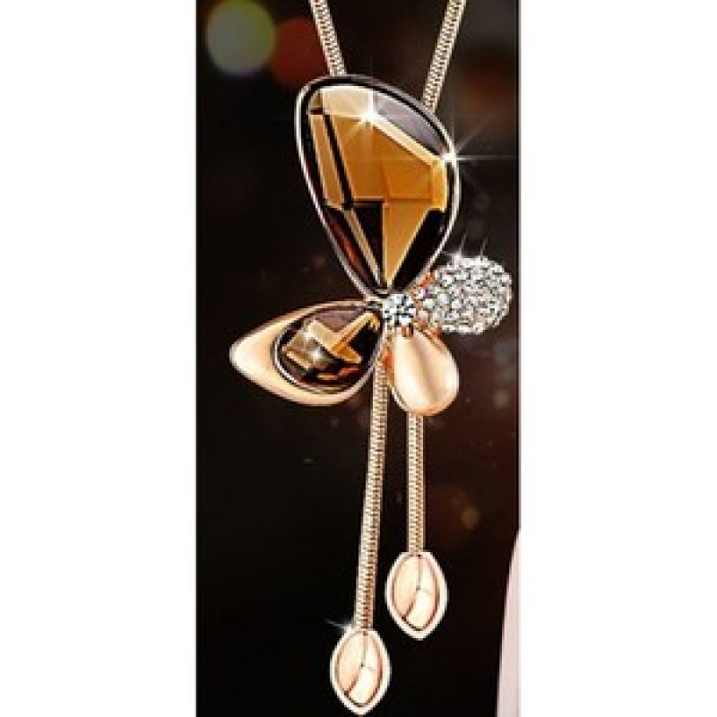 Necklace with Yellow Jewelry Glass & CZ 