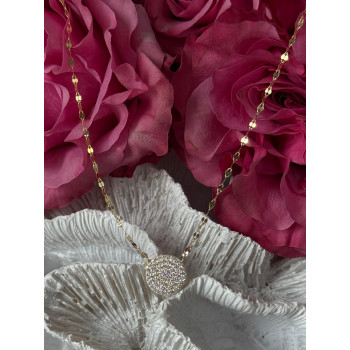 925 Sterling Silver Gold Plated Cz Necklace Length 16/18 inch