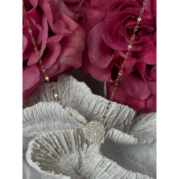 925 Sterling Silver Gold Plated Cz Necklace Length 16/18 inch