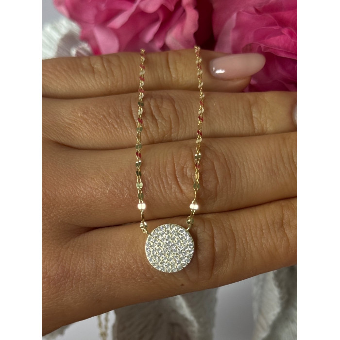 925 Sterling Silver Gold Plated Cz Necklace Length 16/18 inch