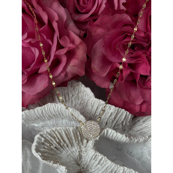 925 Sterling Silver Gold Plated Cz Necklace Length 16/18 inch