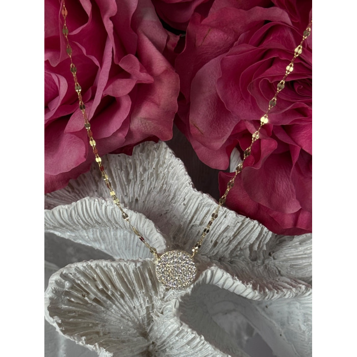 925 Sterling Silver Gold Plated Cz Necklace Length 16/18 inch