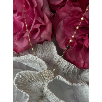 925 Sterling Silver Gold Plated Cz Necklace Length 16/18 inch