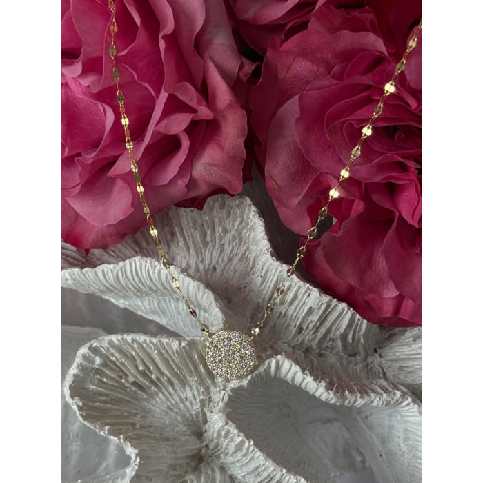 925 Sterling Silver Gold Plated Cz Necklace Length 16/18 inch