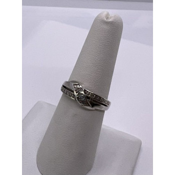 925 Sterling Silver Colorless Sapphire Ring Size 7