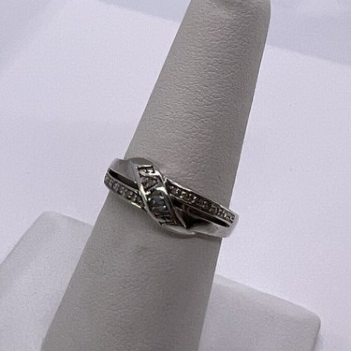 Vintage 925 Sterling Silver Colorless Sapphire Ring Size 7