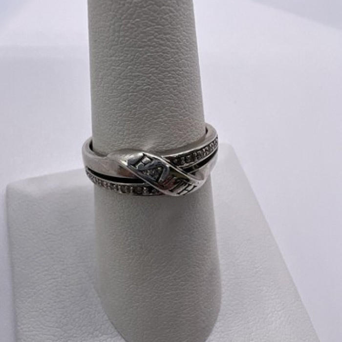 Vintage 925 Sterling Silver Colorless Sapphire Ring Size 7