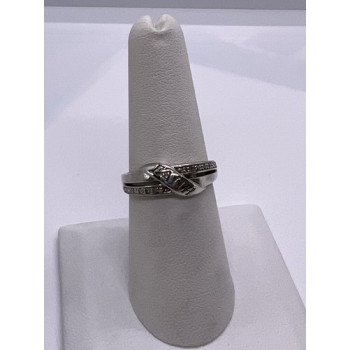 925 Sterling Silver Colorless Sapphire Ring Size 7