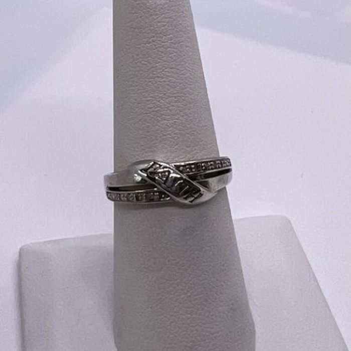 Vintage 925 Sterling Silver Colorless Sapphire Ring Size 7