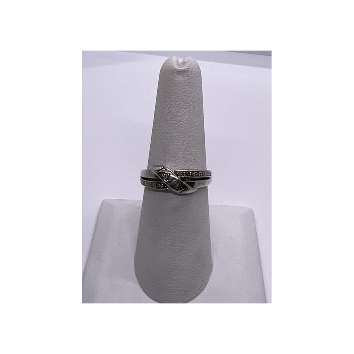 925 Sterling Silver Colorless Sapphire Ring Size 7