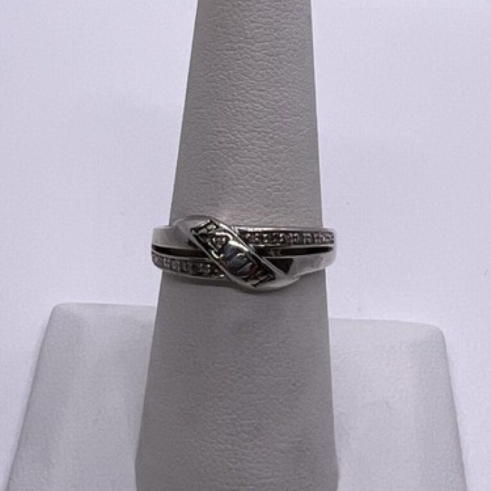 Vintage 925 Sterling Silver Colorless Sapphire Ring Size 7