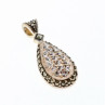 925 Sterling Silver CZ & Marcasite Drop Pendant
