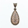 925 Sterling Silver CZ & Marcasite Drop Pendant