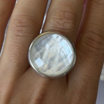 925 Sterling Silver Abalone Ring Size 10