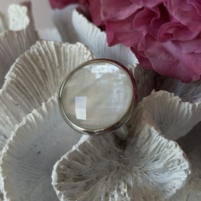 925 Sterling Silver Abalone Ring Size 10
