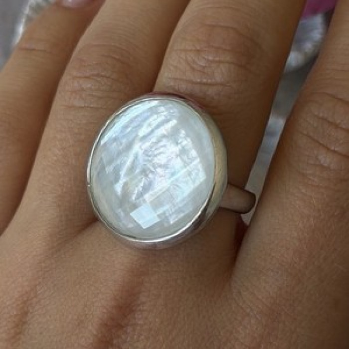 925 Sterling Silver Abalone Ring Size 10