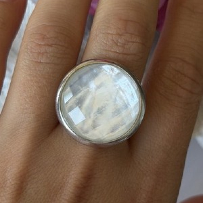 925 Sterling Silver Abalone Ring Size 10