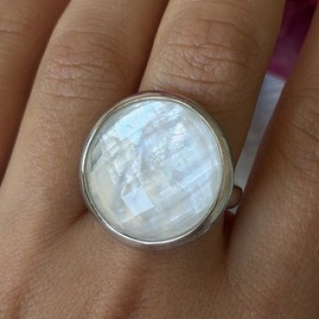 925 Sterling Silver Abalone Ring Size 10