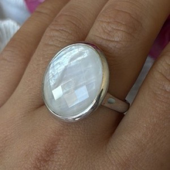 925 Sterling Silver Abalone Ring Size 10
