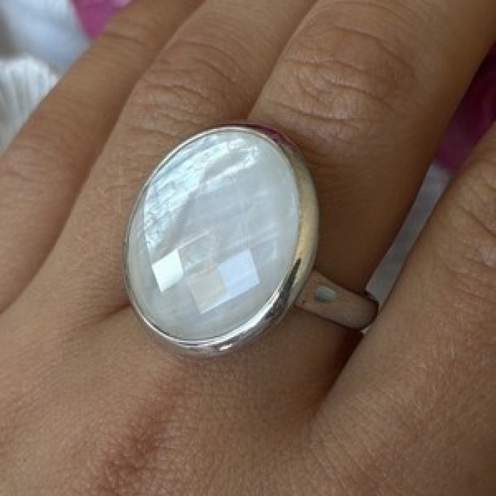 925 Sterling Silver Abalone Ring Size 10