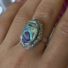 Vintage 925 Sterling Silver Abalone & Marcasite Ring Size 9