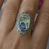Vintage 925 Sterling Silver Abalone & Marcasite Ring Size 9