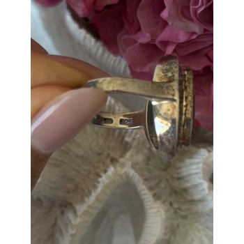 Vintage 925 Sterling Silver Abalone & Marcasite Ring Size 9