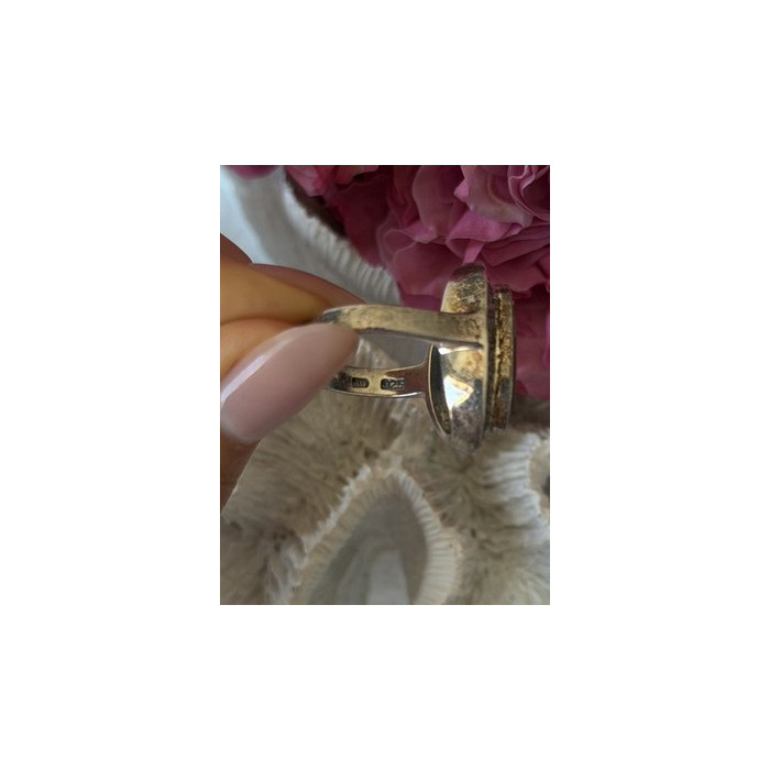 Vintage 925 Sterling Silver Abalone & Marcasite Ring Size 9