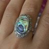 Vintage 925 Sterling Silver Abalone & Marcasite Ring Size 9